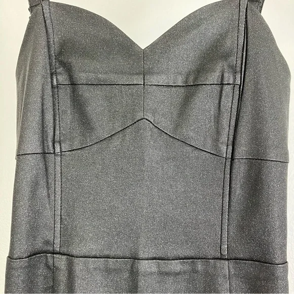 SOLD Collectif Black Glitter Maxi Prom Dress - Leather Look Mermaid Gown XS - Picture 4 of 16